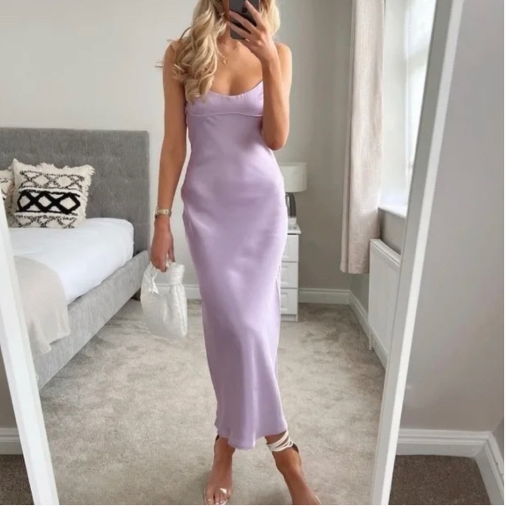 NWT ZARA Satin Viral TikTok Dress - Lilac